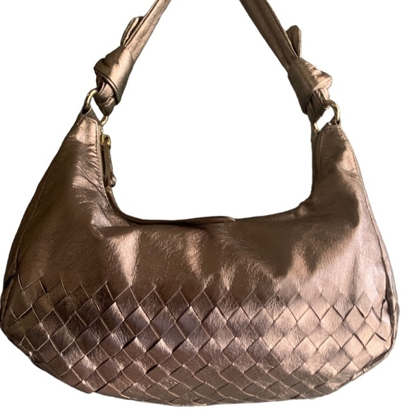 Elliot Lucca Short Strap Leather Mini Hobo Bag Pewter Ladies Short Strap Handbag - Picture 10 of 11